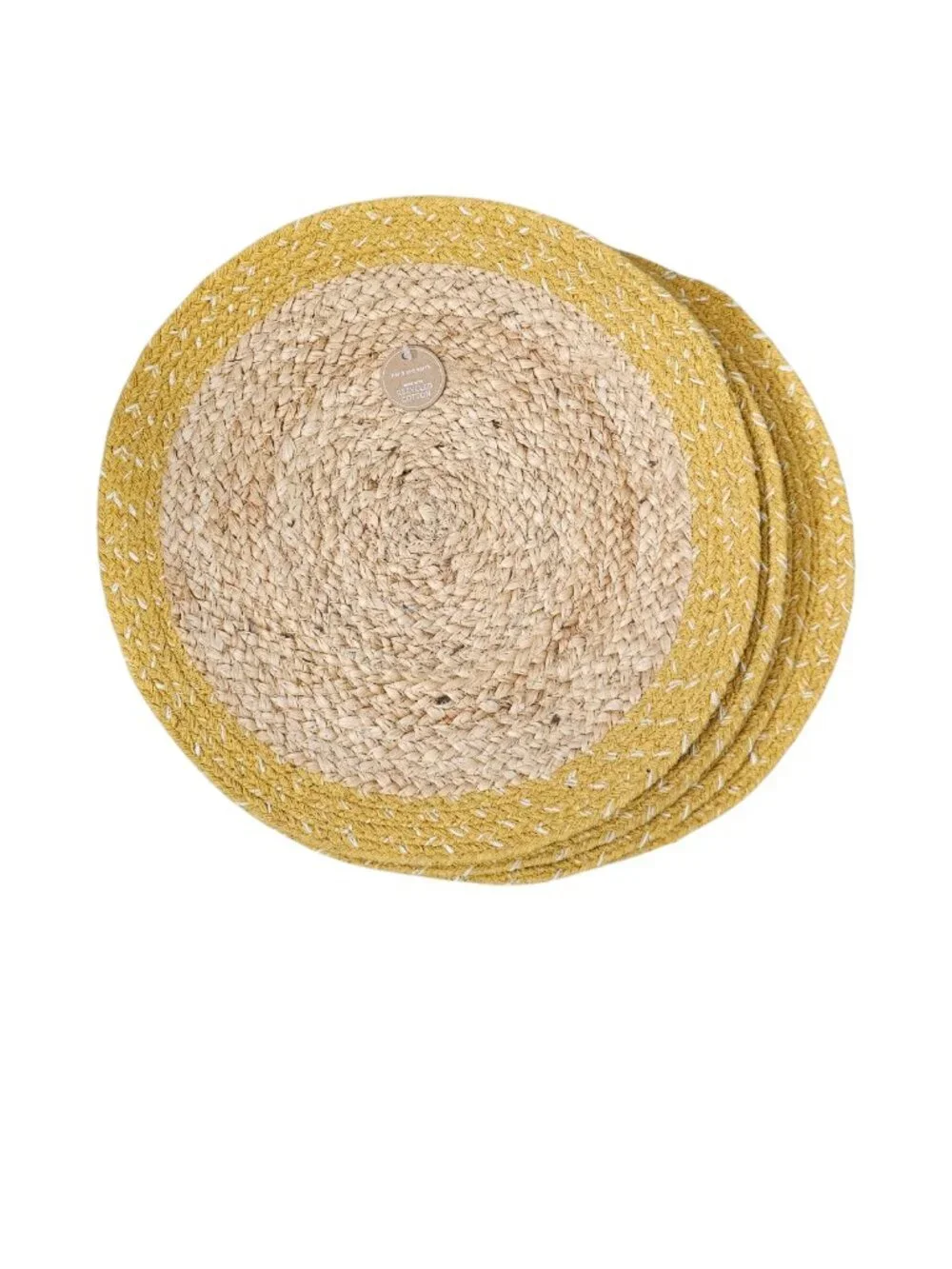 Hand And Earth Placemat Woven Jute Cotton Hand Braided Round Boho 4pc New 15